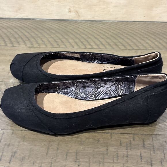 Bobs Skechers Shoes Women’s Size 7 Black Woven Slip On ballet flats - Picture 5 of 8